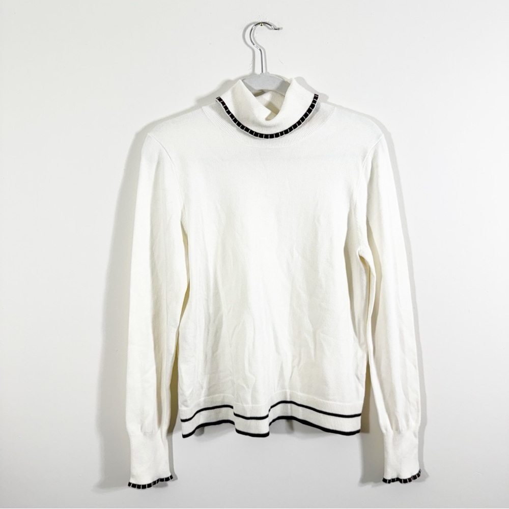 Pearl by Lela Rose Lettuce Trim Turtleneck Sweater Large